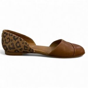 Toms Jutti D'Orsay Flat Women’s 6.5 Leather Leopard Print Closed Toe Casual Chic
